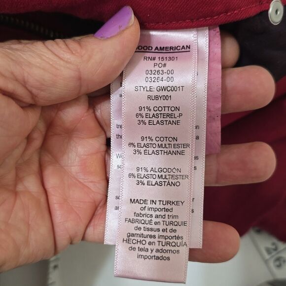 GOOD AMERICAN RED WAXED JEANS SIZE 2/26 - Picture 8 of 9